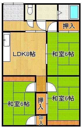 コーポ竪林(3LDK/2階)の間取り写真