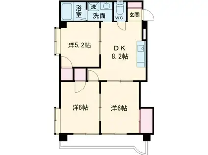 レジデンス M-1(3DK/1階)の間取り写真