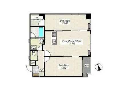 グリーンスクエアみその(2LDK/2階)の間取り写真