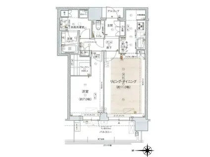 ジオタワー宝塚南口グランレジス南棟(1LDK/7階)の間取り写真
