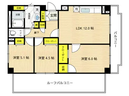 パークプレイスI(3LDK/2階)の間取り写真