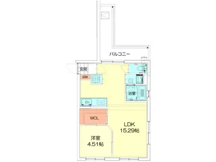 TECHNO-TERRASSE 北綾瀬(1LDK/5階)の間取り写真
