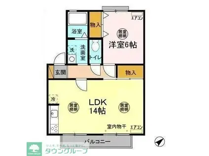 クレージュ III(1LDK/2階)の間取り写真