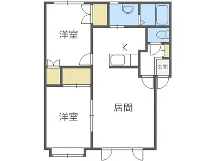 ラフィーネI(2LDK/1階)の間取り写真