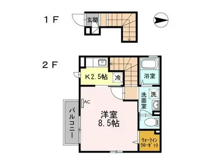 ミューザ(1K/2階)の間取り写真