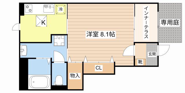 コンフォール草津野村(1K/1階)の間取り写真