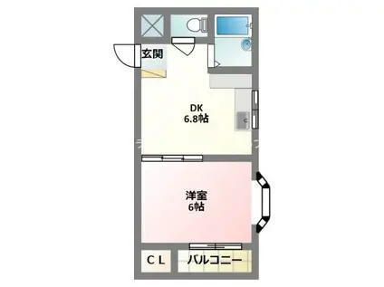 ノーブル萱島(1DK/4階)の間取り写真