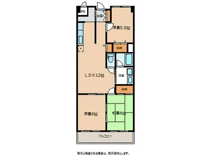 アヴェニール白山(3LDK/1階)の間取り写真