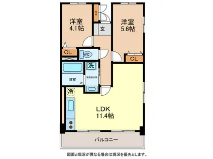 セレナヴィータ浅間S(2LDK/2階)の間取り写真