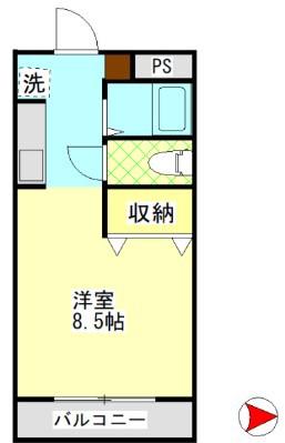 ウィステリアコート田ノ上 II(ワンルーム/1階)の間取り写真