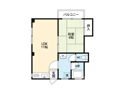 三恵吹田ハイツ(1LDK/5階)の間取り写真