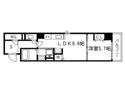 シャルム祇園三条(1LDK/1階)の間取り写真