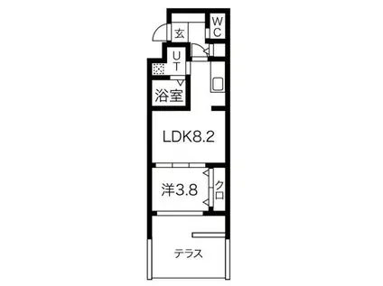 MJC京都西大路II(1LDK/1階)の間取り写真