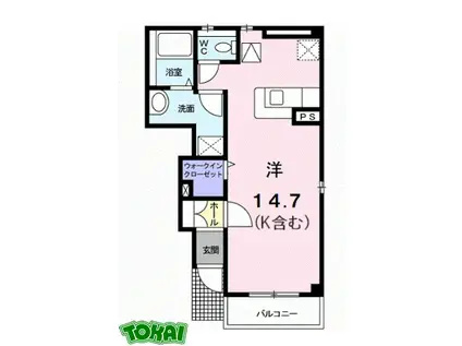 プリムローズ(ワンルーム/1階)の間取り写真