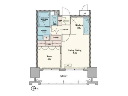 RJRプレシア博多駅前(1LDK/8階)の間取り写真