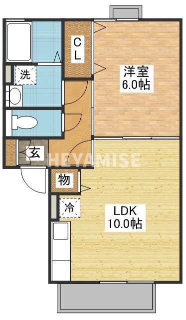 メルベーユ尾崎(1LDK/1階)の間取り写真