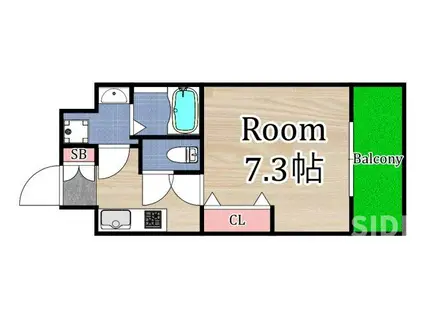 ピアノフォルテII(1K/7階)の間取り写真