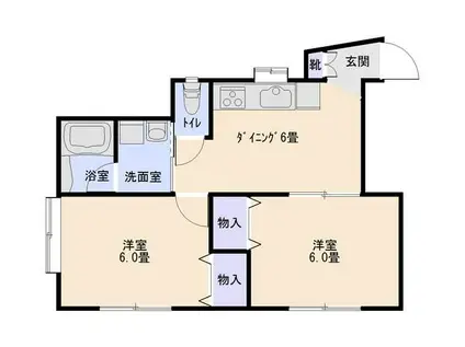 アミティりんかん(2DK/2階)の間取り写真