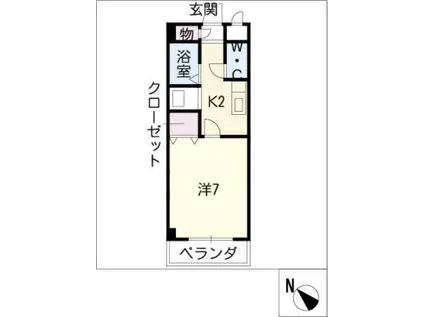 モーゼンビレッジIII(1K/2階)の間取り写真