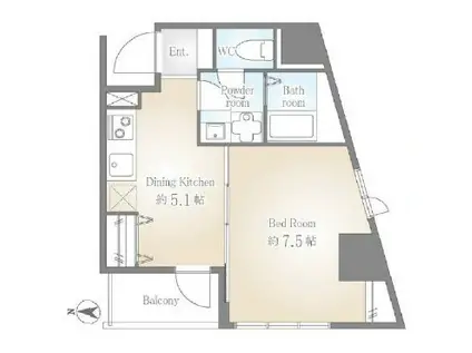 サクラスプリング高輪(1DK/4階)の間取り写真