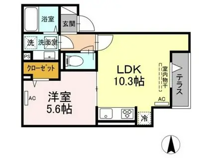 ルリアン中村(1LDK/1階)の間取り写真