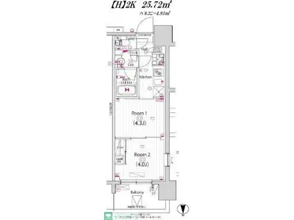 ガーラ・プライム川崎西口(2K/2階)の間取り写真