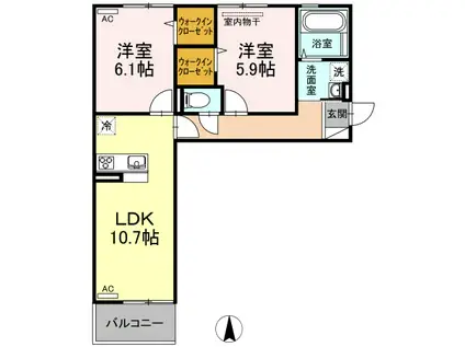 チェリーブロッソム E棟(2LDK/3階)の間取り写真