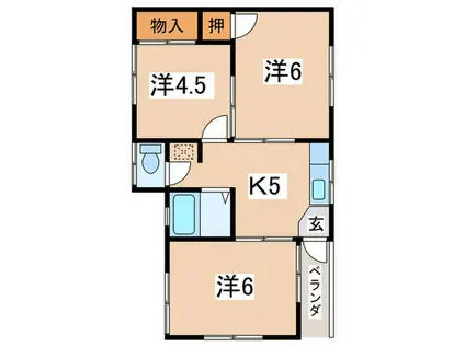 ハイツ石井(3K/2階)の間取り写真