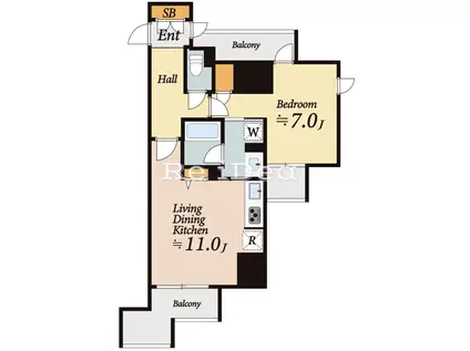 レジディア中延(1LDK/2階)の間取り写真