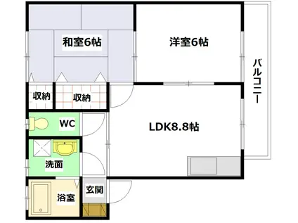 リバティー(2LDK/2階)の間取り写真