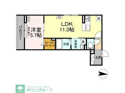 アンソレイエII(1LDK/2階)の間取り写真