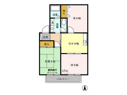 クイーンハイツ II(3DK/2階)の間取り写真