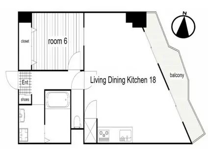 明石アーバンライフ(1LDK/7階)の間取り写真