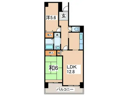 コーポレート相模原三丁目(2LDK/9階)の間取り写真