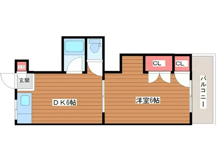 ル・クレアK(1DK/4階)の間取り写真