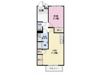 パークサイド康舟(1LDK/2階)の間取り写真