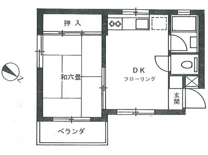 アイティワイツ(1DK/2階)の間取り写真