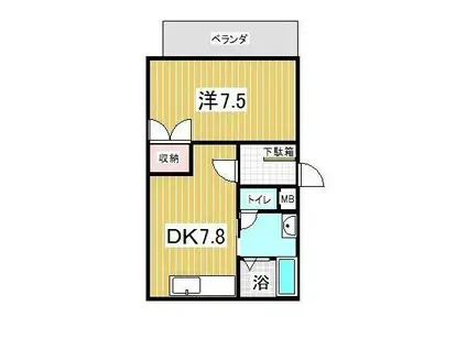 インポート久留米ルビーⅠ(1DK/2階)の間取り写真