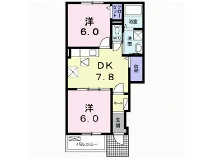 ルーチェ(2DK/1階)の間取り写真