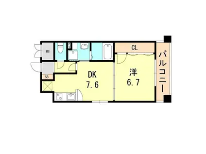 シーズン神戸新長田(1DK/4階)の間取り写真