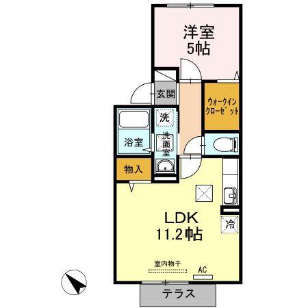 ベルヴィルカメリア(1LDK/1階)の間取り写真