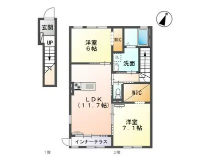 フレスタB(2LDK/2階)の間取り写真