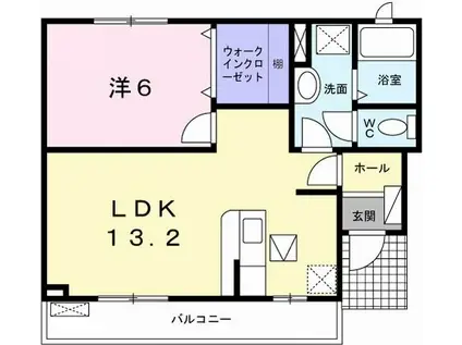 エレガント リヴ(1LDK/1階)の間取り写真