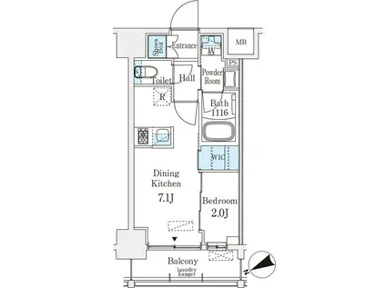 ベルファース八丁堀ウエスト(1DK/4階)の間取り写真