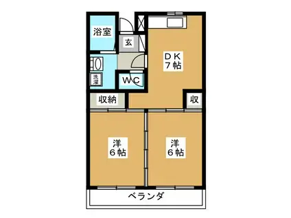 メゾンド宝星I(2DK/4階)の間取り写真