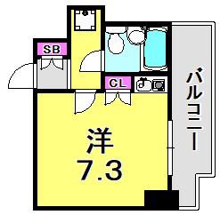 藤和シティコア神戸中道通(ワンルーム/6階)の間取り写真