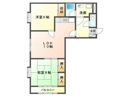 サンハイツ佐野(2LDK/3階)の間取り写真