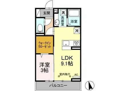 DUCCOVI(1LDK/2階)の間取り写真