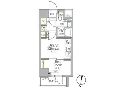 ノガタレジデンス(1DK/5階)の間取り写真