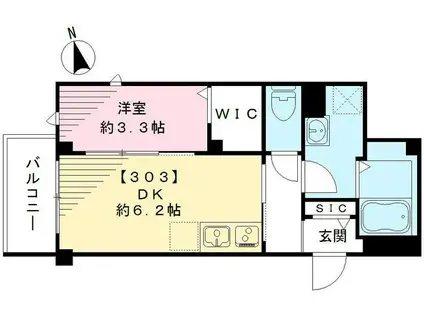 ラシーネ武蔵小山(1DK/3階)の間取り写真